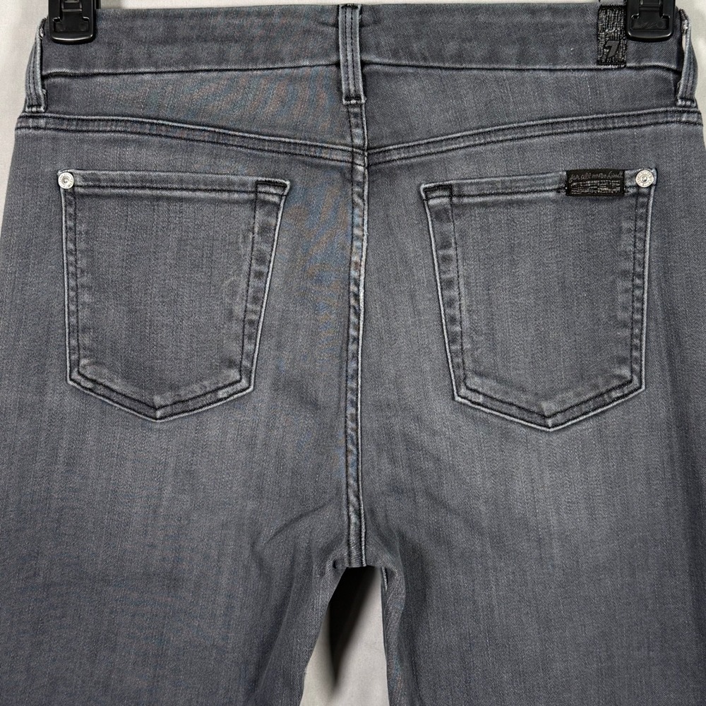 7 For All Mankind High Waist Ankle Skinny Grey Raw Hem‎ Jeans 28